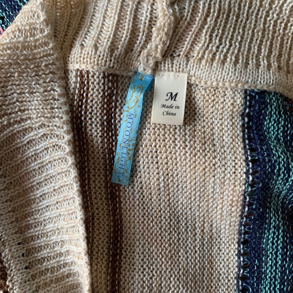 Francescas Drape Multi Color Stripe Cardigan Open - image 3